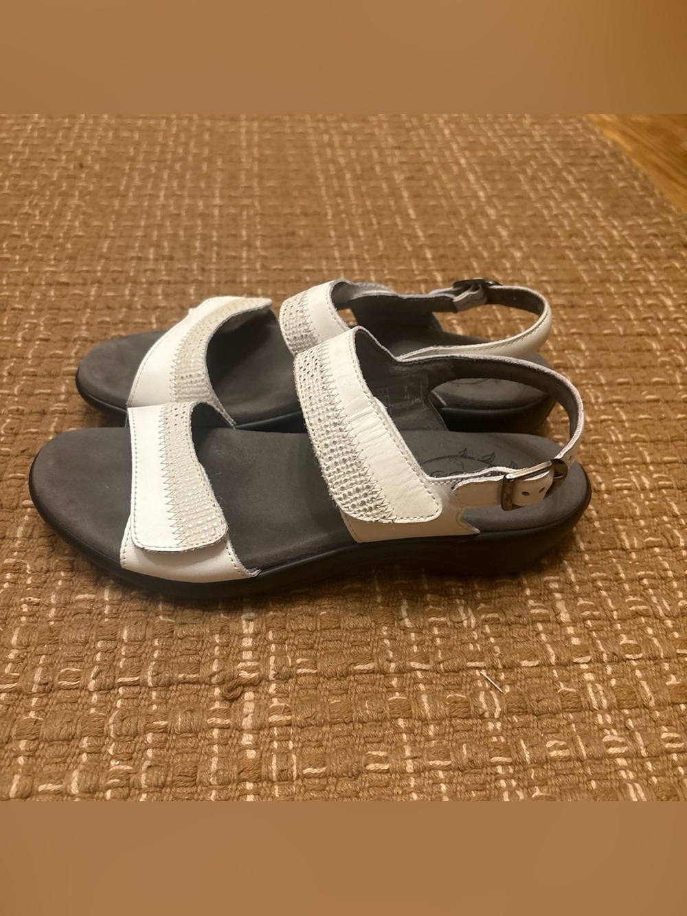 SAS White Adjustable Slingback Sandals